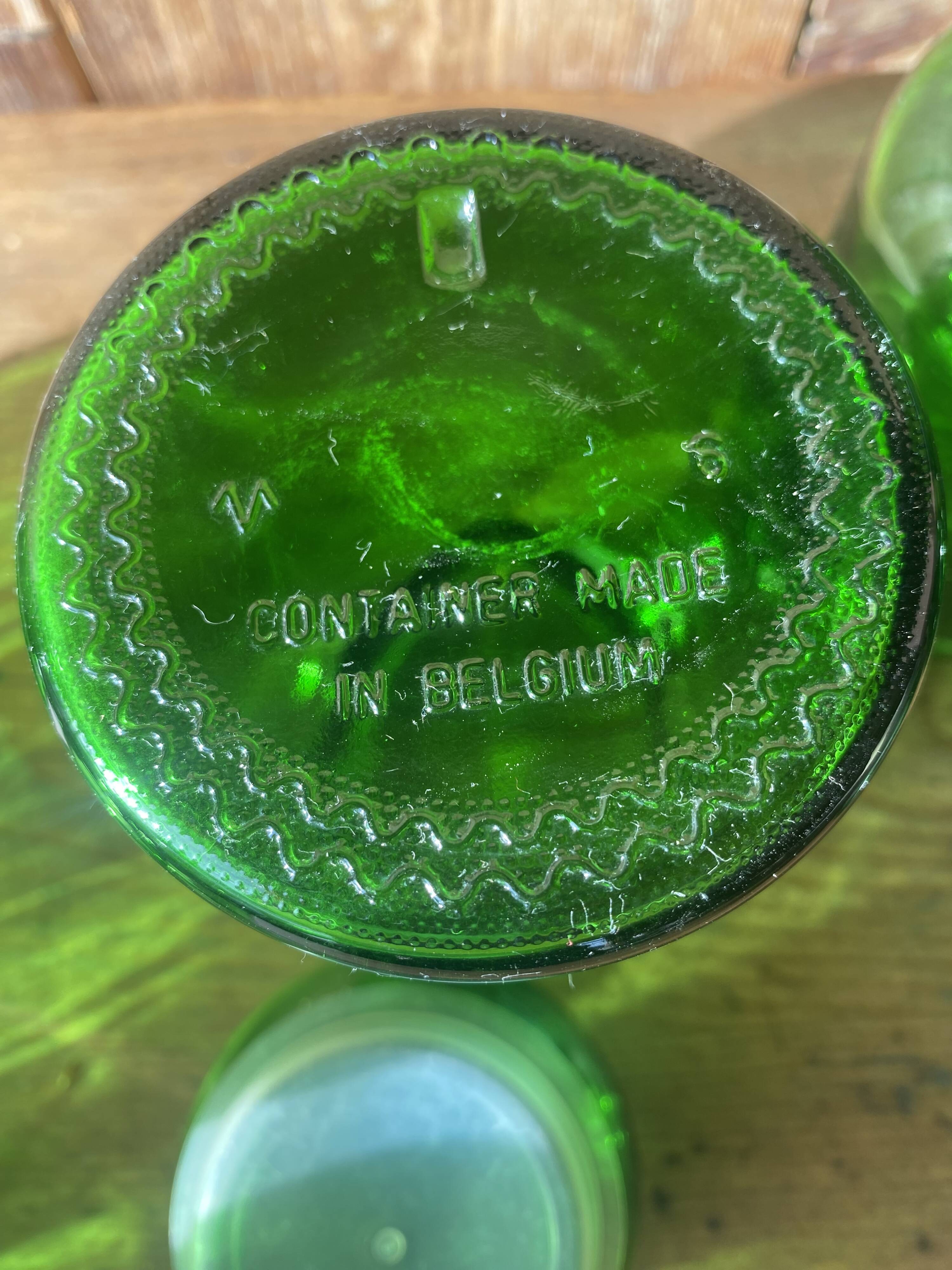 Set of 5 vintage green glass jars Made in Belgium