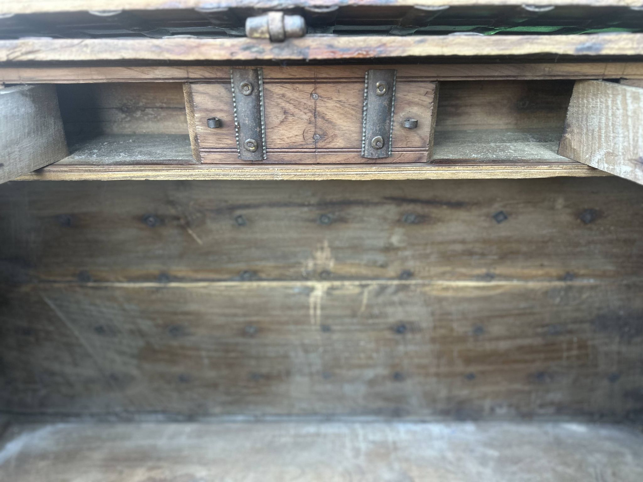 Imposing Indian Chest in Exotic Wood and Wrought Iron