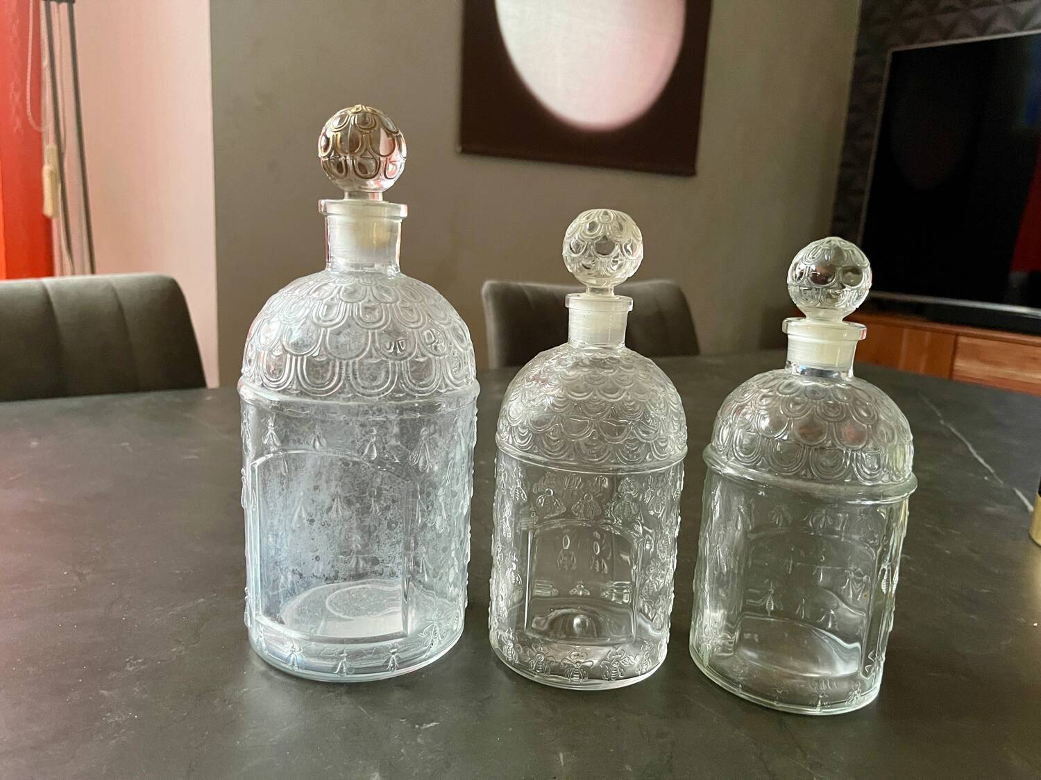 Lot of 3 old Guerlain perfume bottles with bees