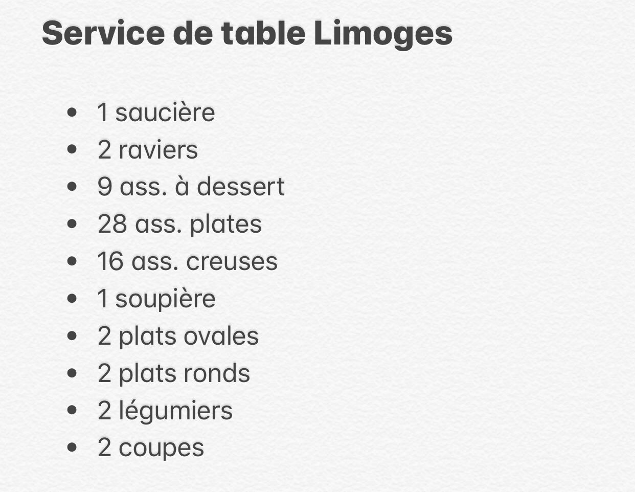 Limoges porcelain table service