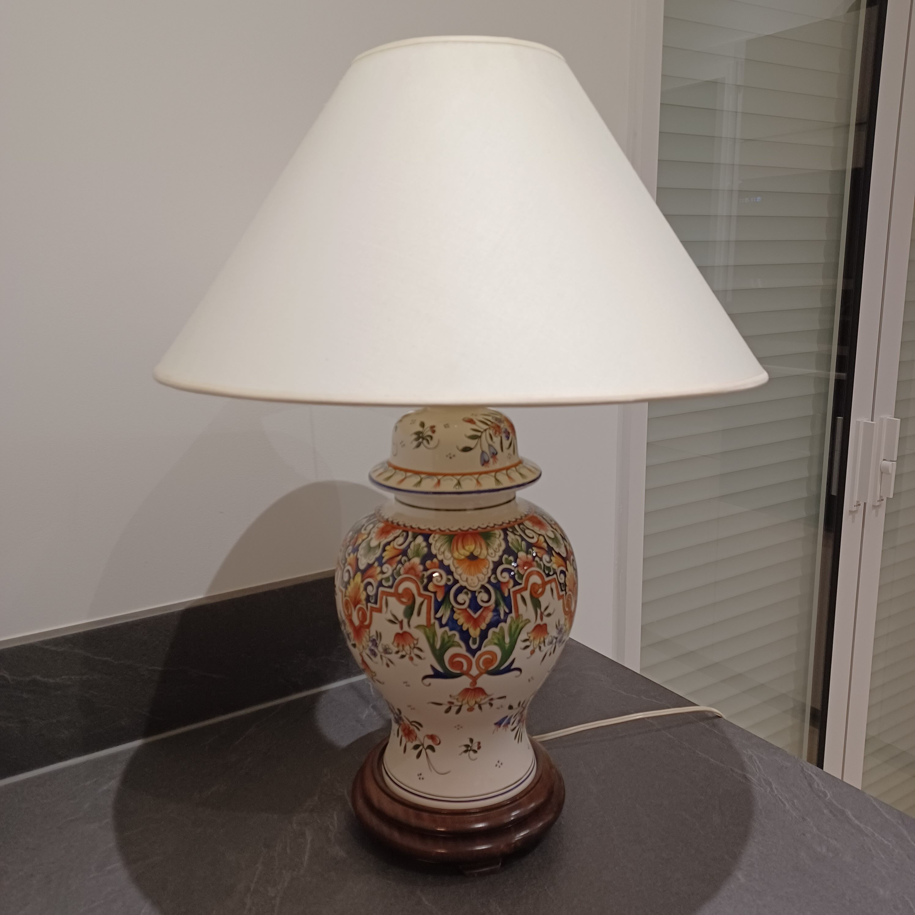Table lamp foot earthenware decoration old Rouen