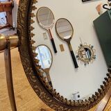 Brass standing mirror