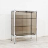 Chrome metal display cabinet with smoked glass – modernist design, 1920s.