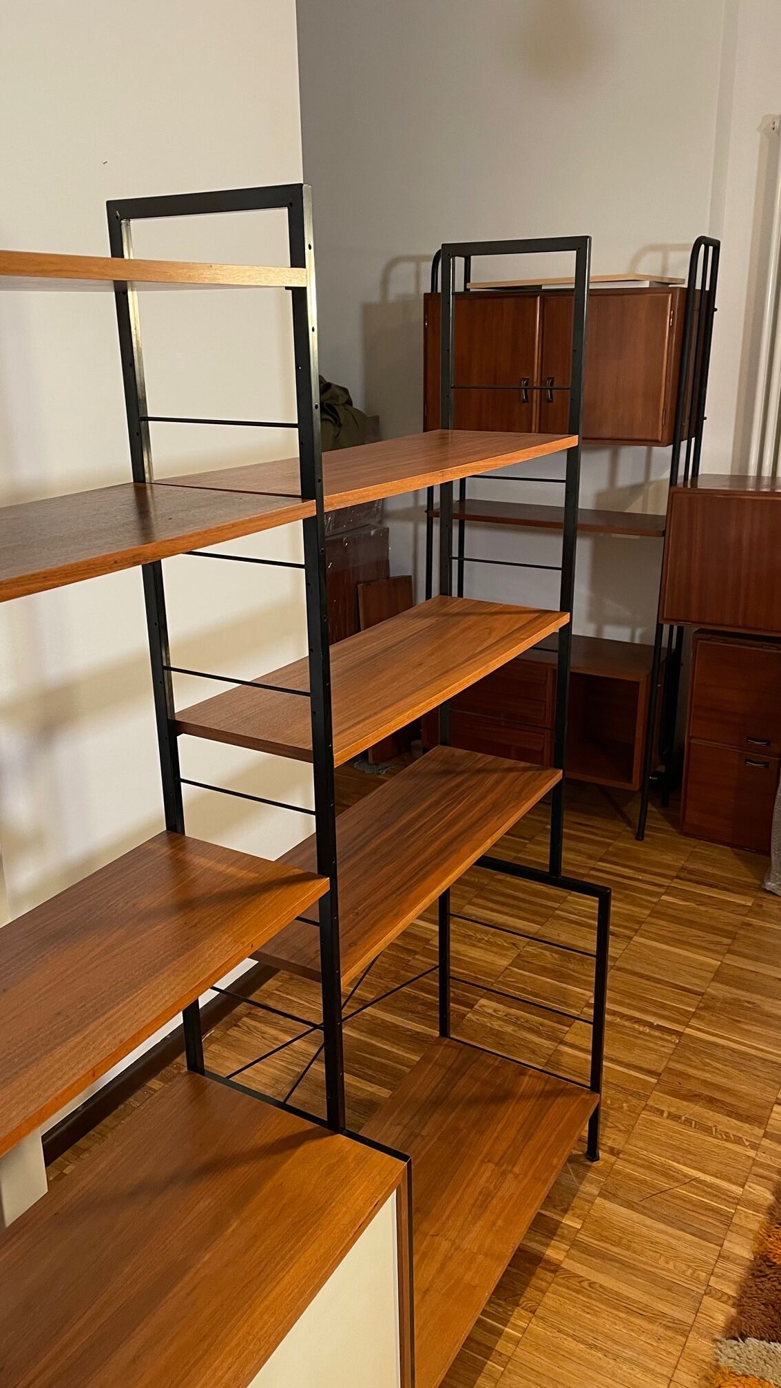 Modular vintage shelves of the 60s with box