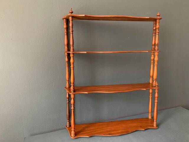 Large old wall shelf in turned wood, Napoleon III / XIXth era