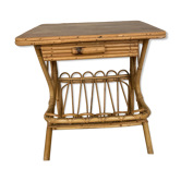 Table de chevet en bambou et rotin