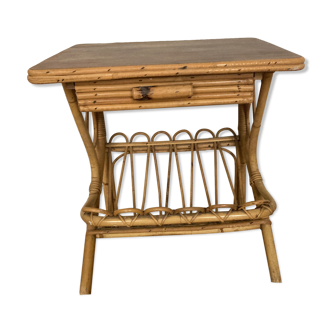 Bamboo and rattan bedside table