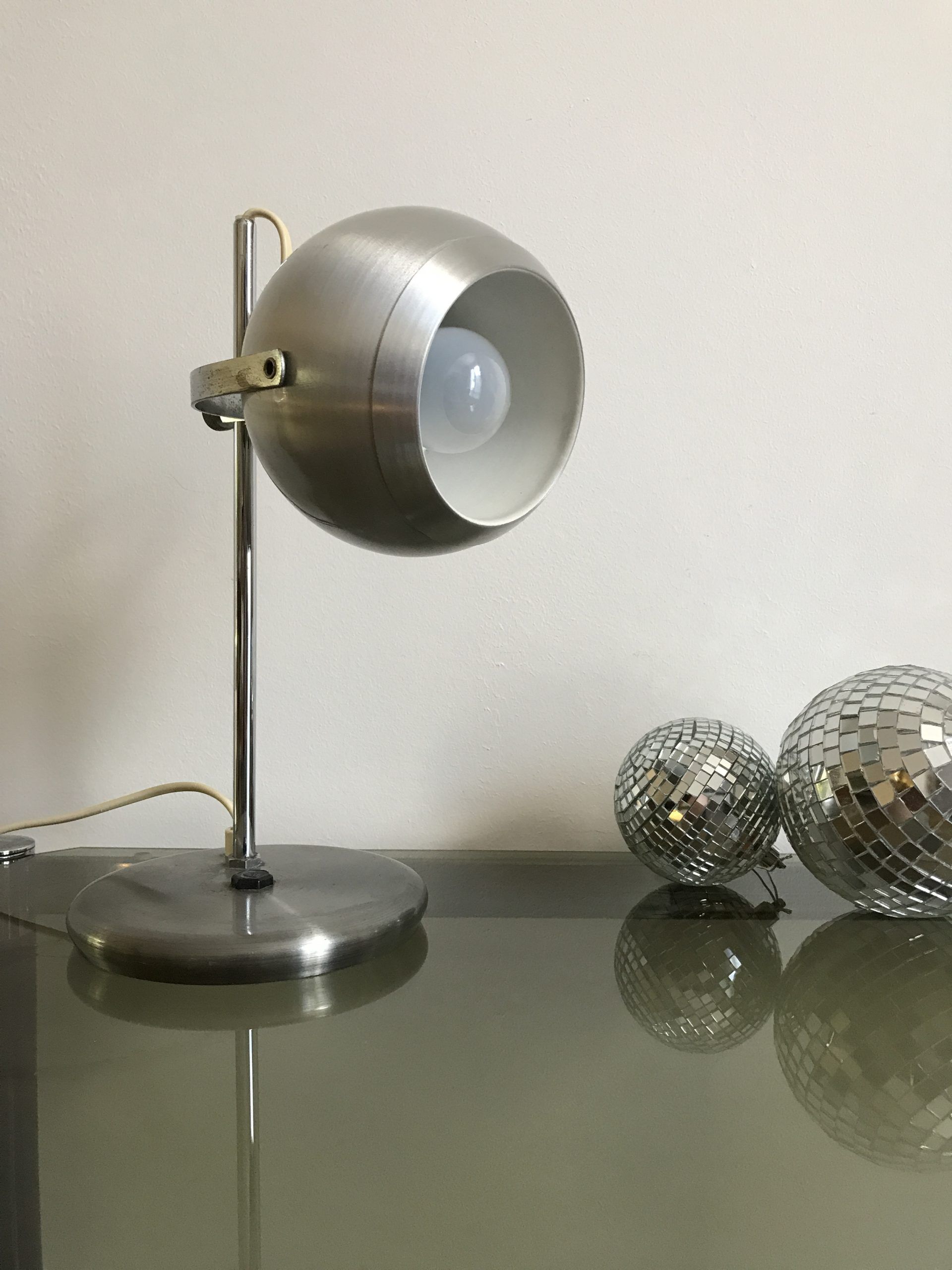 Vintage brushed metal eye ball desk lamp