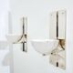 Pair of modernist wall lights by Claude Parent, nickel-plated steel, 1992.