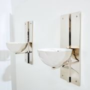 Pair of modernist wall lights by Claude Parent, nickel-plated steel, 1992.