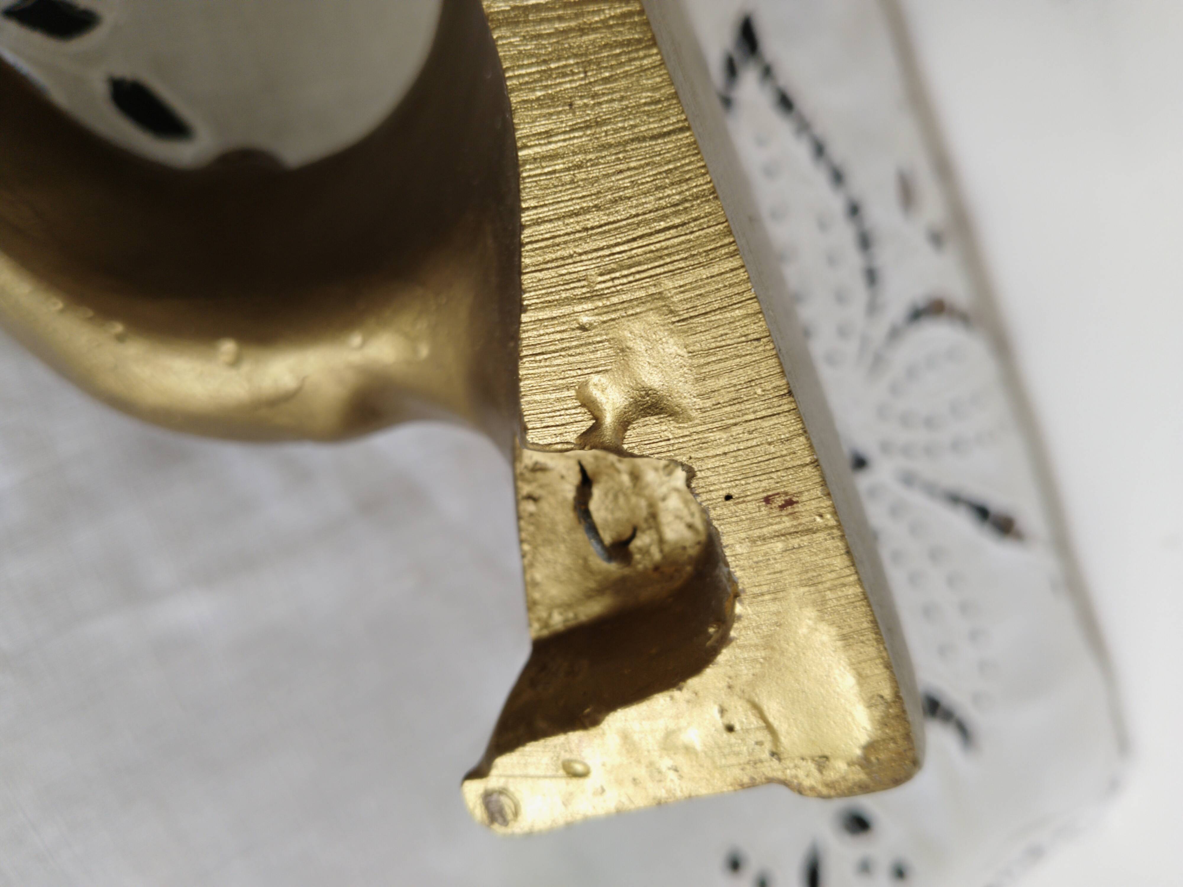 Golden console, vintage French, entrance shelf, shelf