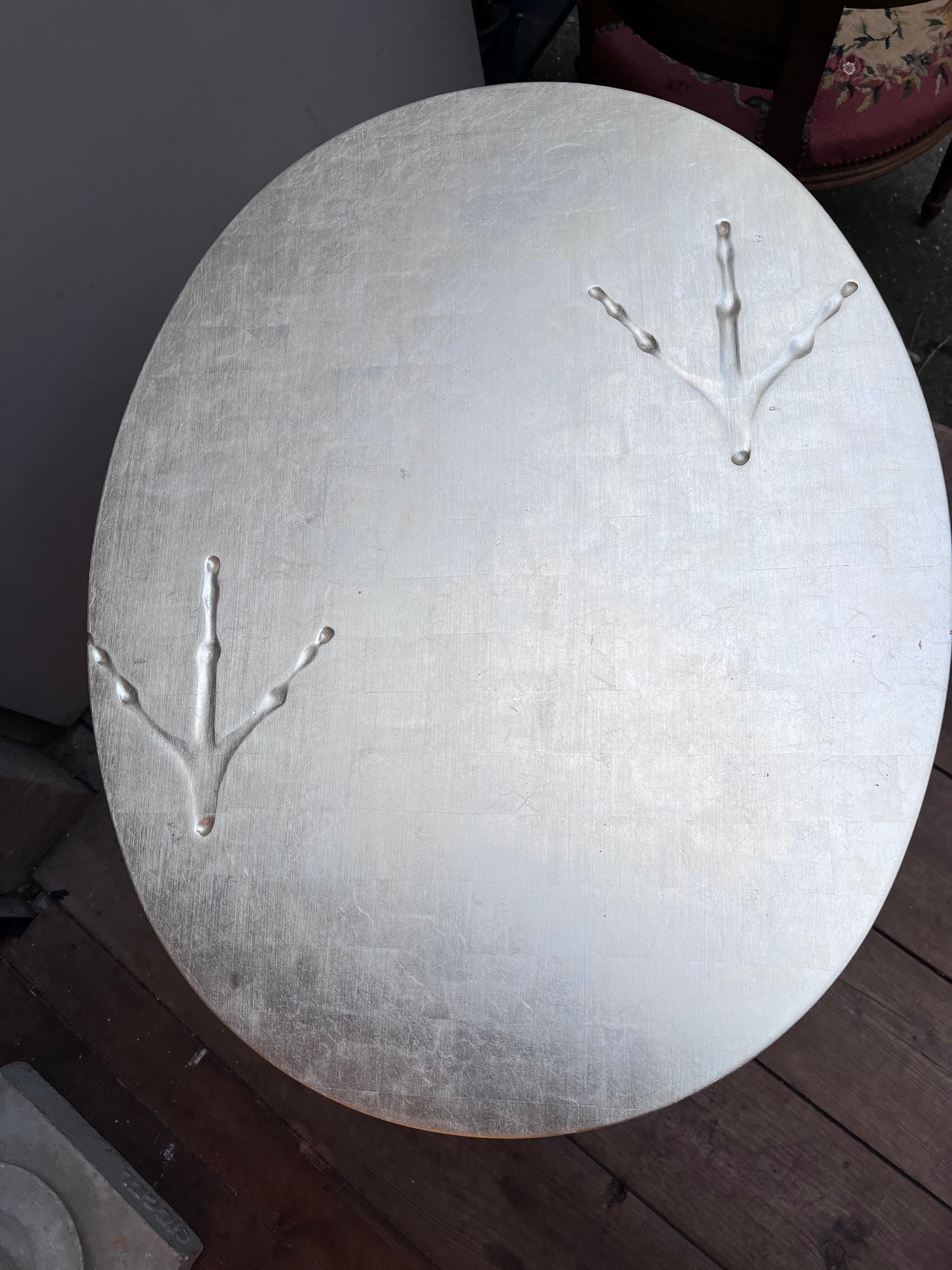 Sculptural table Traccia Merret Oppenheim silver edition Cassina