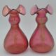 Old pair of vases glass paste enhanced with golden enamel art nouveau décor