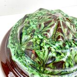 Old basin cup flower pot to hang - skyscraper shape - enamel color green jade