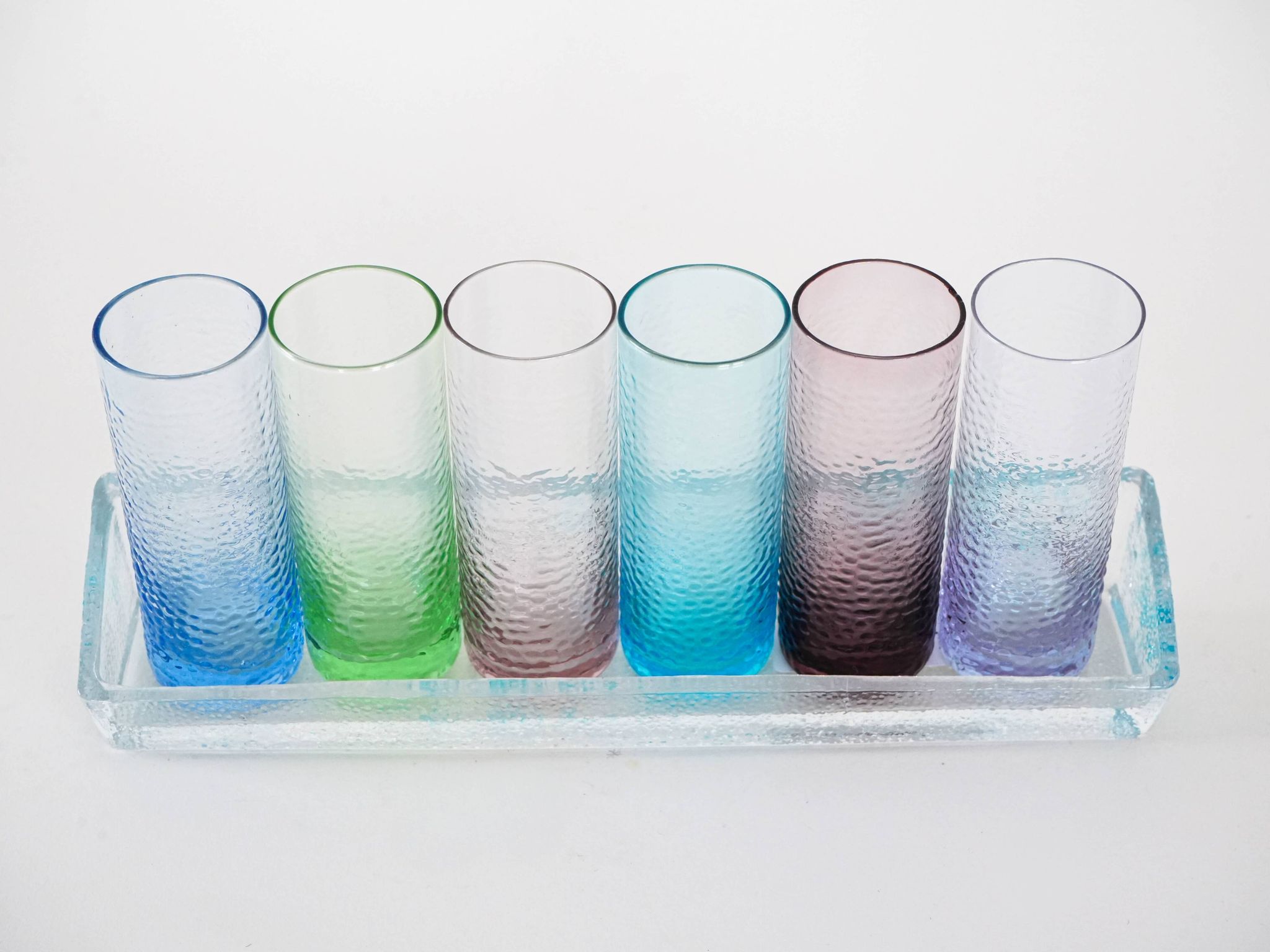 Set of glasses with a tray, Italian design, 1970s, made in Italy