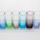 Set of glasses with a tray, Italian design, 1970s, made in Italy