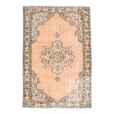 6x9 Peach & Light Green Oriental Vintage Area Rug, 183x273Cm