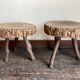 Pair of mountain coffee tables made of wooden logs from the 1970s.