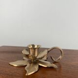 Bougeoir en laiton fleur avec poignée, 1960