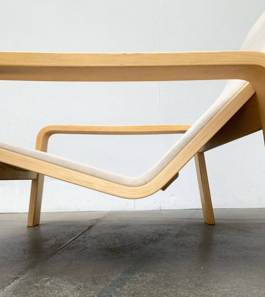Pulkka lounge chair set in mid-century style with ottoman by Ilmari Lappalainen for Asko, Finland, 1960s.