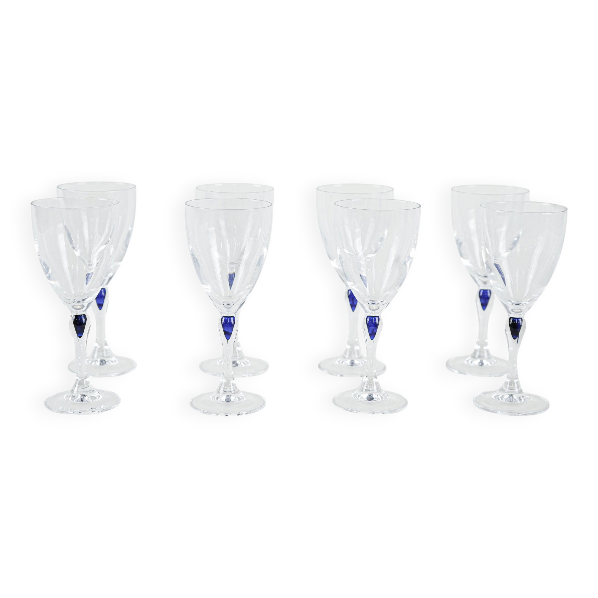 The set of Venise Saphir glasses, French design, 1970s, manufactured by Cri