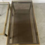 Coffee table in brass and smoked glass designed by Guy Lefèvre for the Jansen house, 1970s/80s