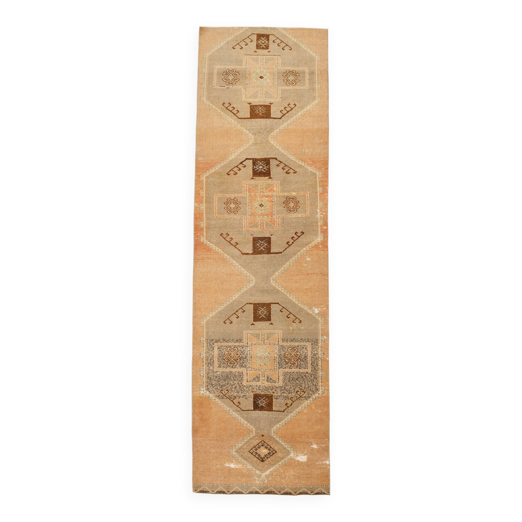 Tapis de couloir vintage taupe, 92 x 321 cm