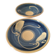 Pair of handcrafted bowls by Le Fer Rouge with blue and beige decor