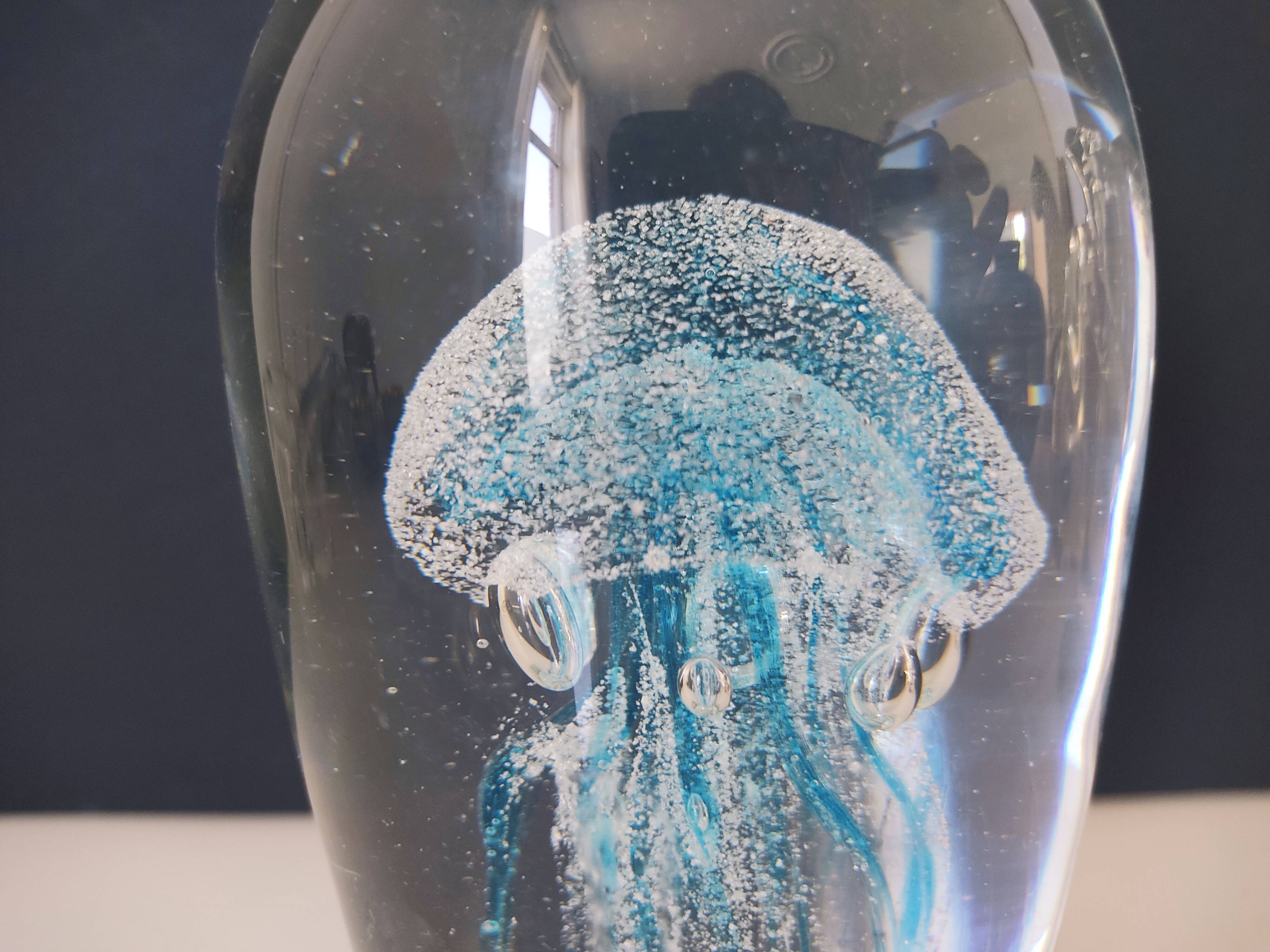 Blue jellyfish paperweight