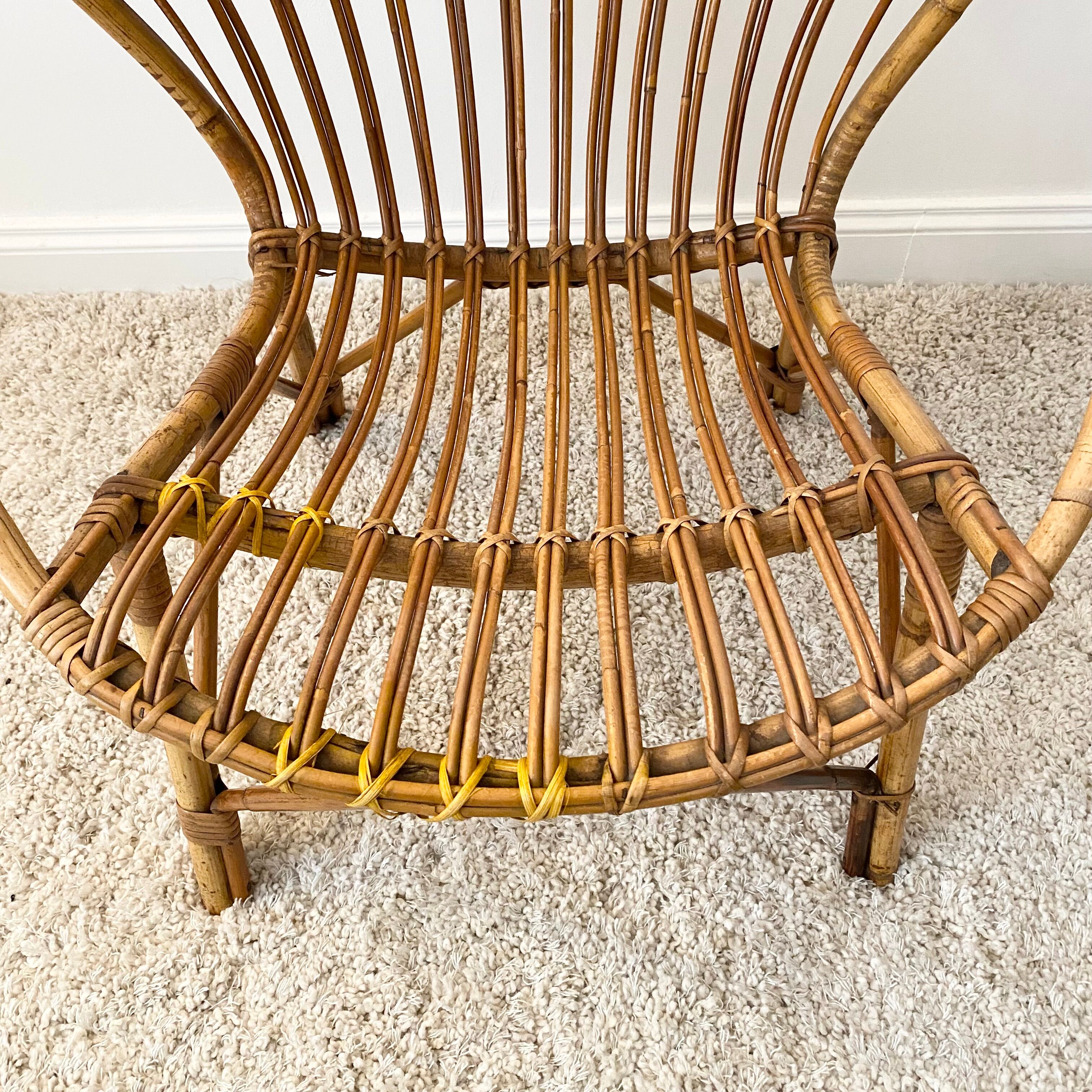 Vintage rattan shell armchair