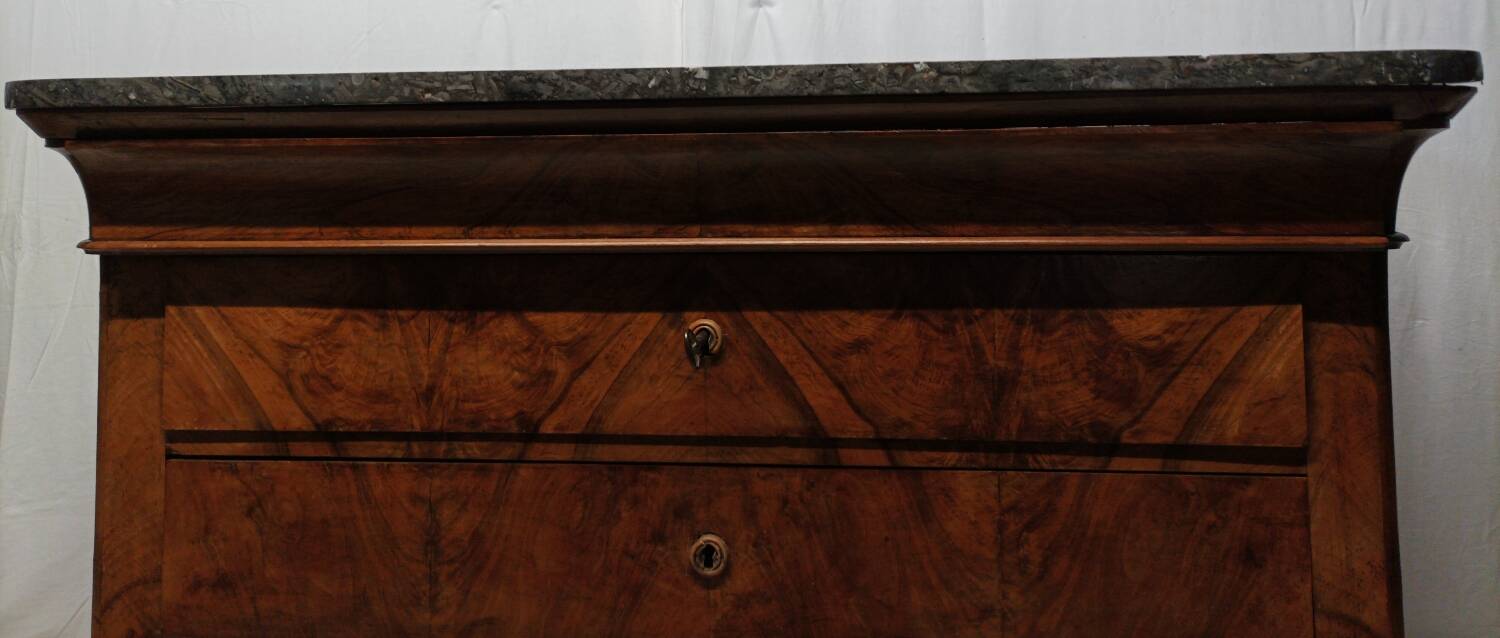 Antique Louis Philippe chest of drawers with 4 drawers and marble