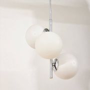 Chrome vintage chandelier with globes – 1970s modernist design