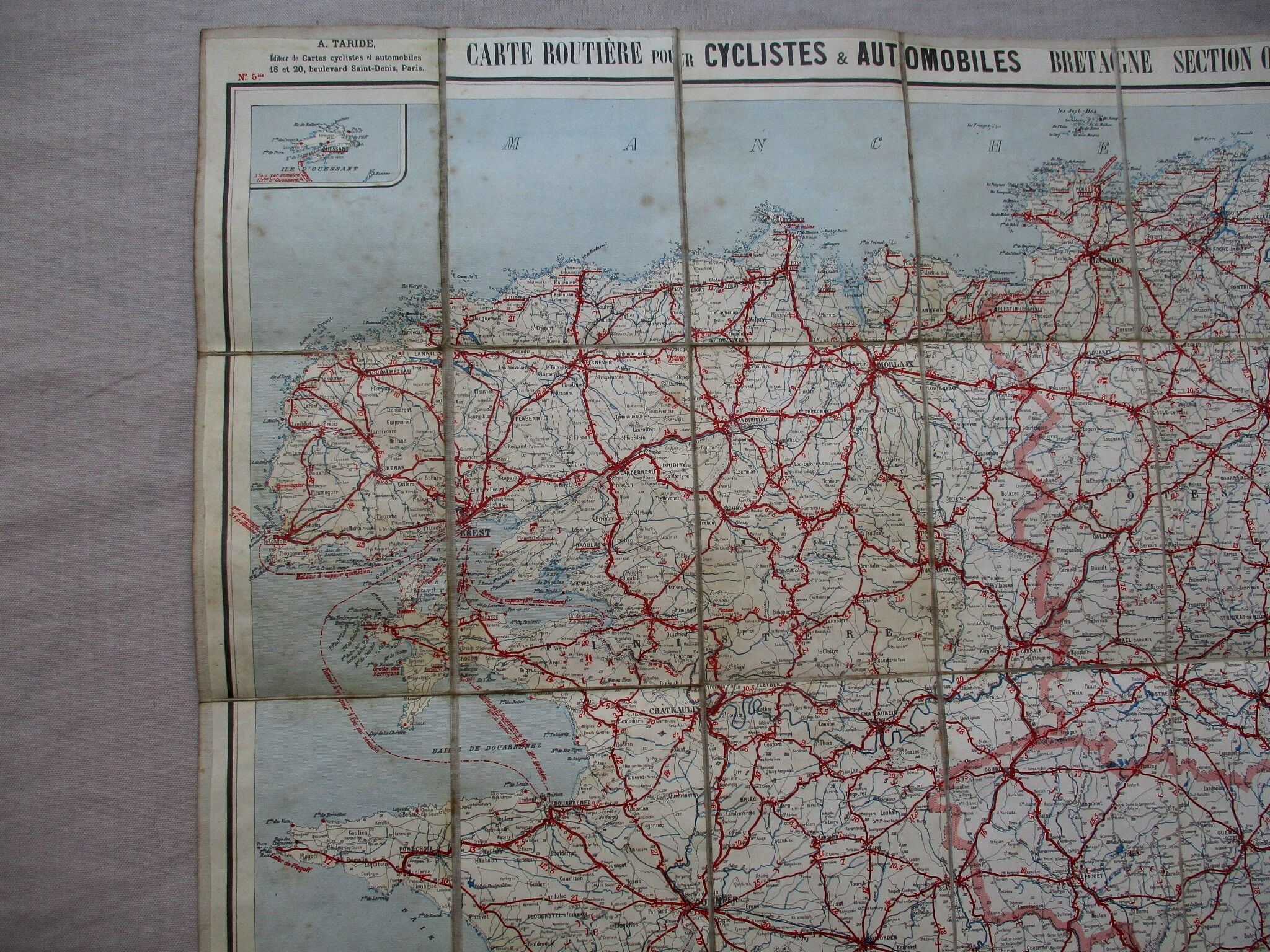 Map taride brittany west section on canvas