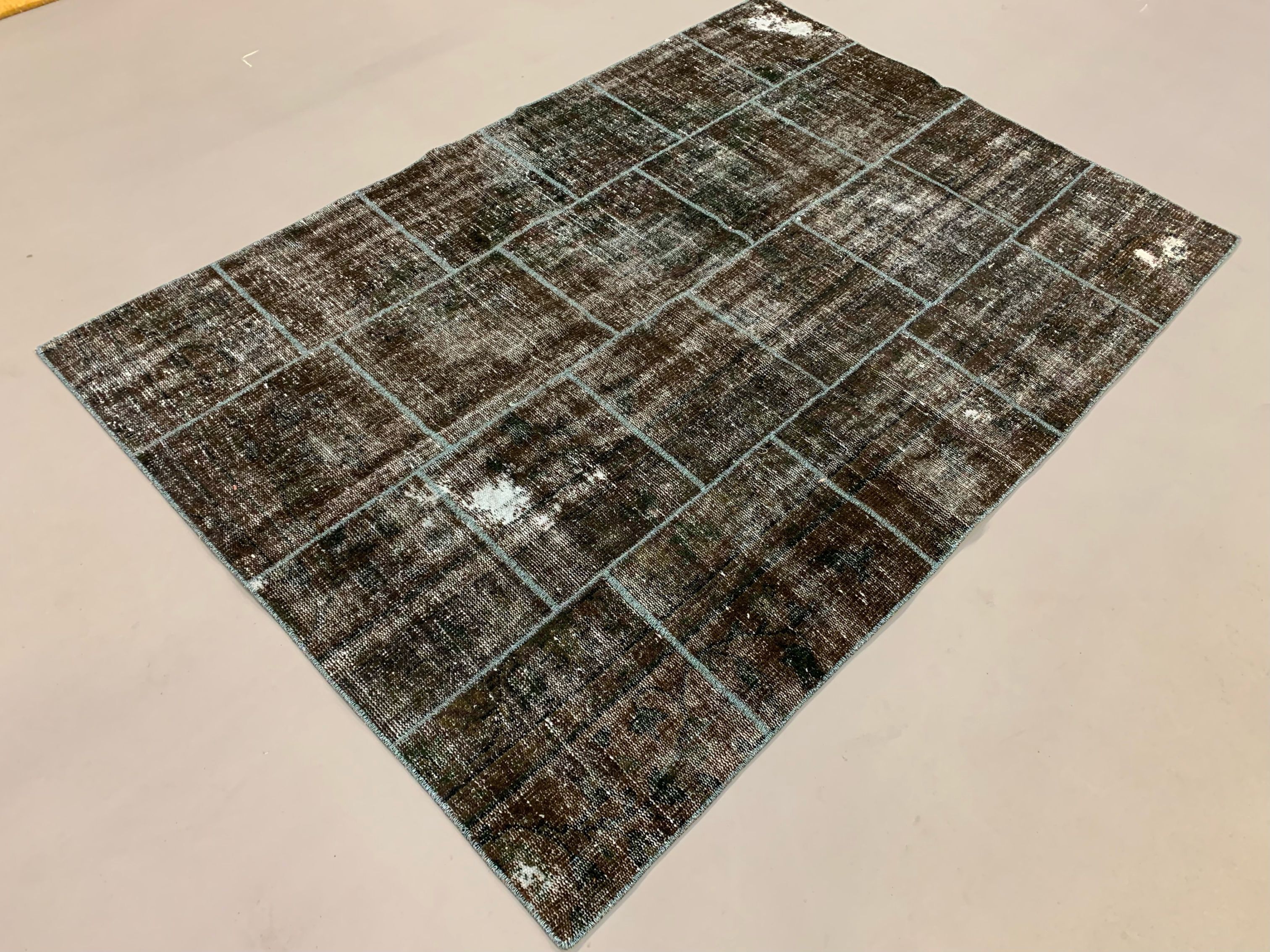 Distressed vintage turkish patchwork rug 217x151 cm wool medium
