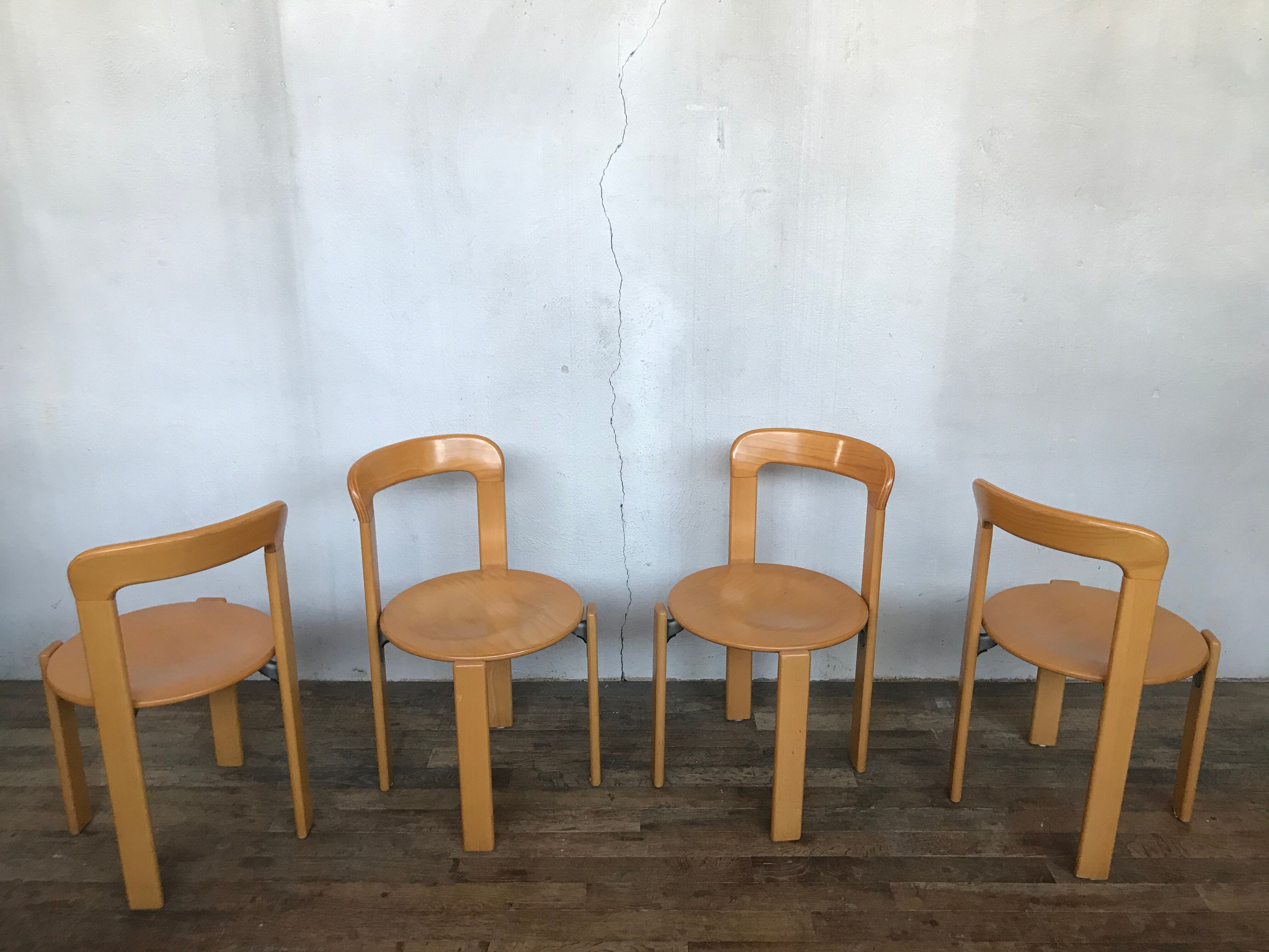 Series of 4 chairs model 3300 designer Bruno Rey design Kusch - co 1970 vintage