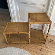 Étagère bambou et rotin vintage