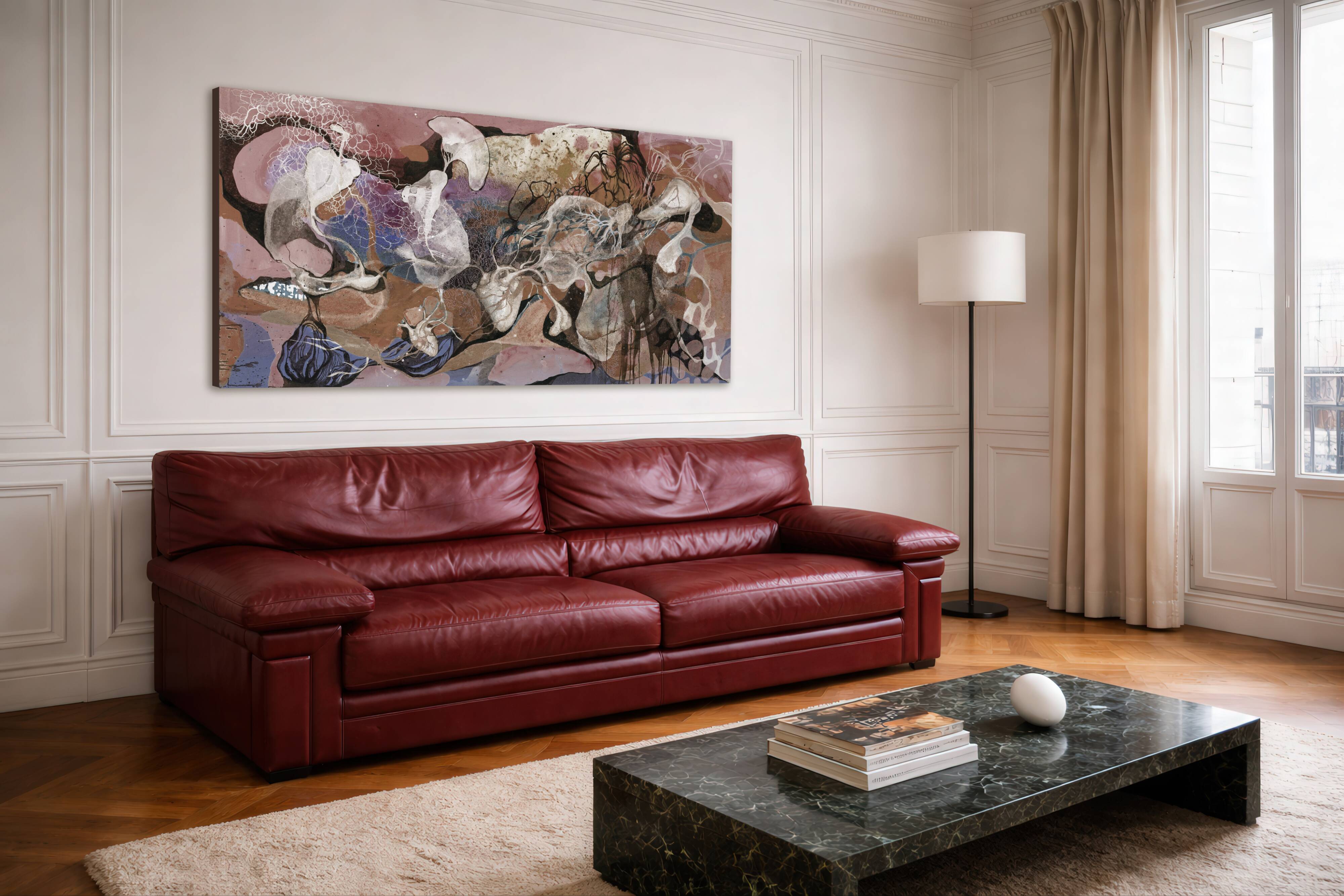 Roche Bobois Set – Patinated cognac leather – 1980s design