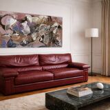 Roche Bobois Set – Patinated cognac leather – 1980s design