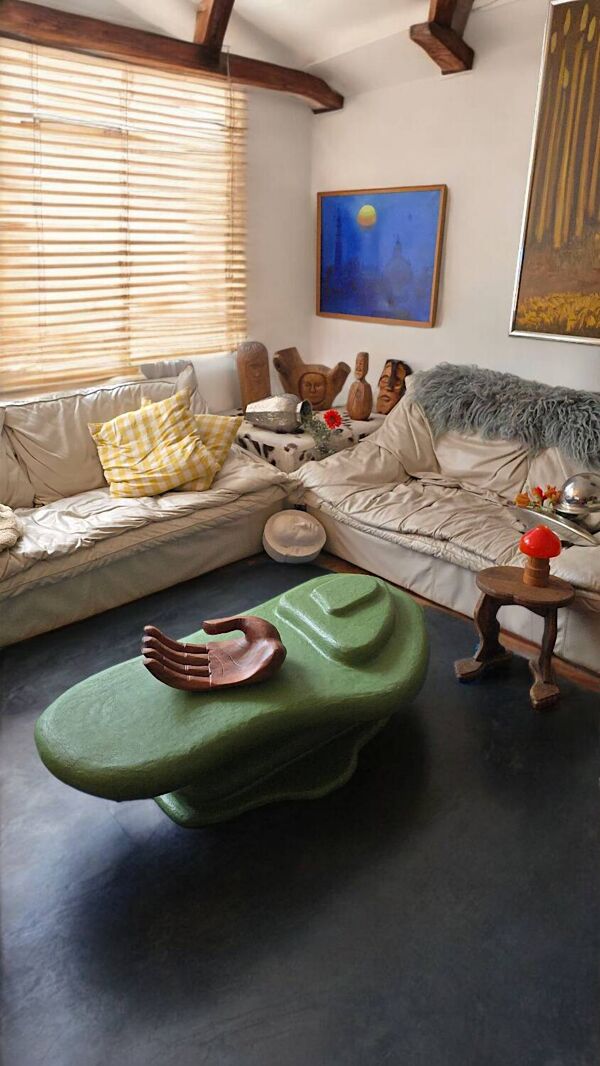 Table basse verte Canyon en mortex organique par Objet Bizaar