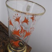 Antique crystal and orange granite vase