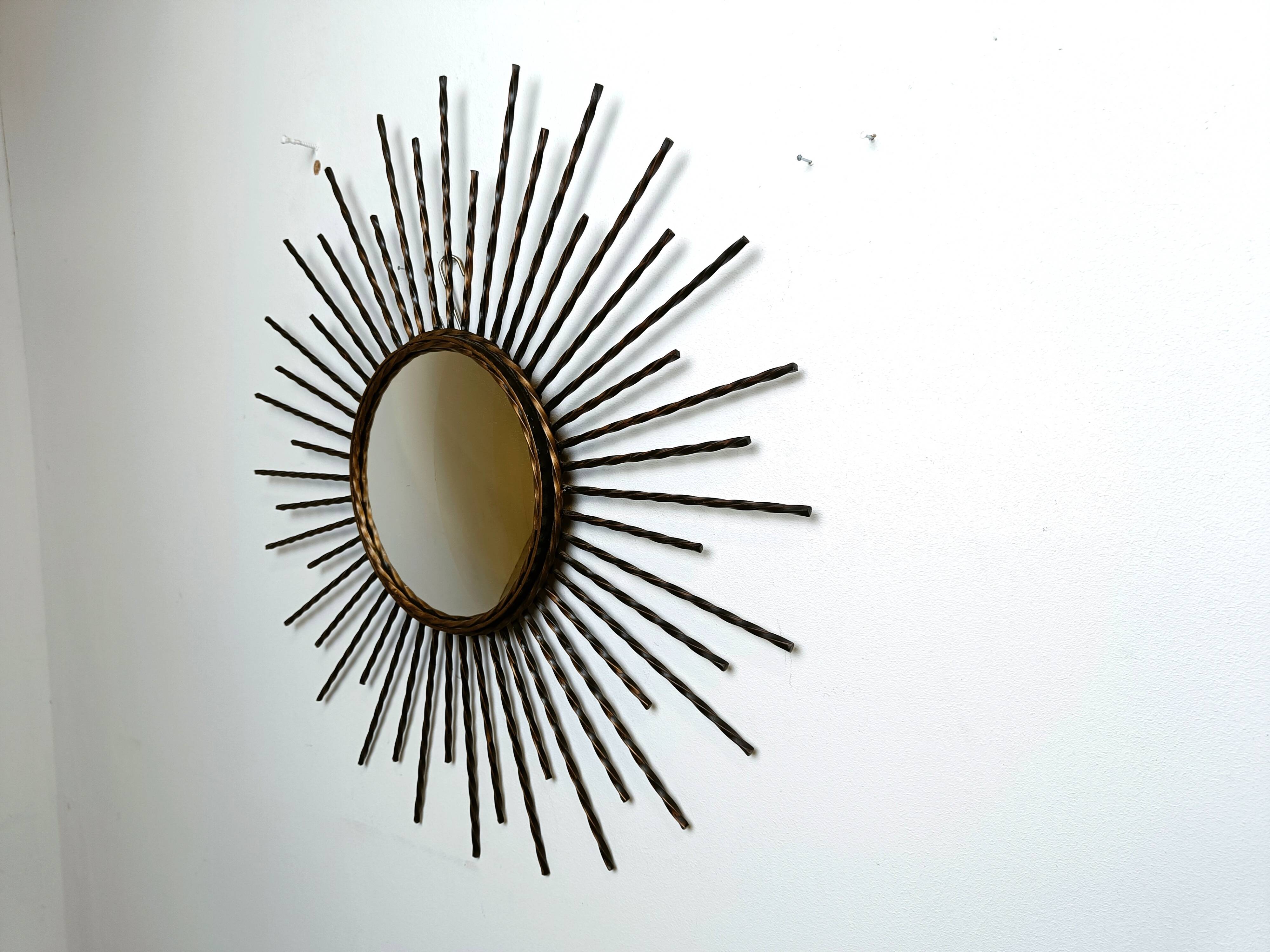 Vintage metal sunburst mirror 1970s