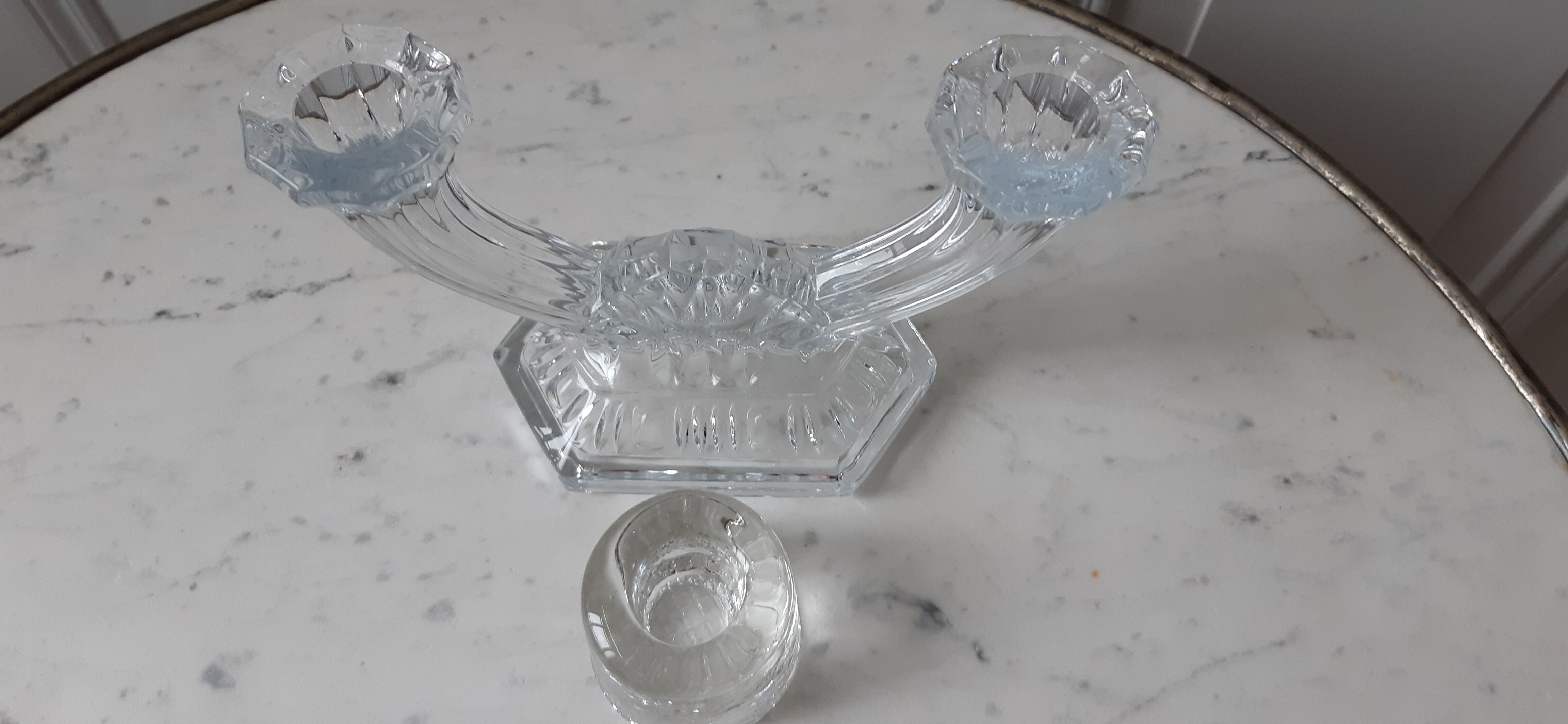 Duo of crystal candle holders 50s