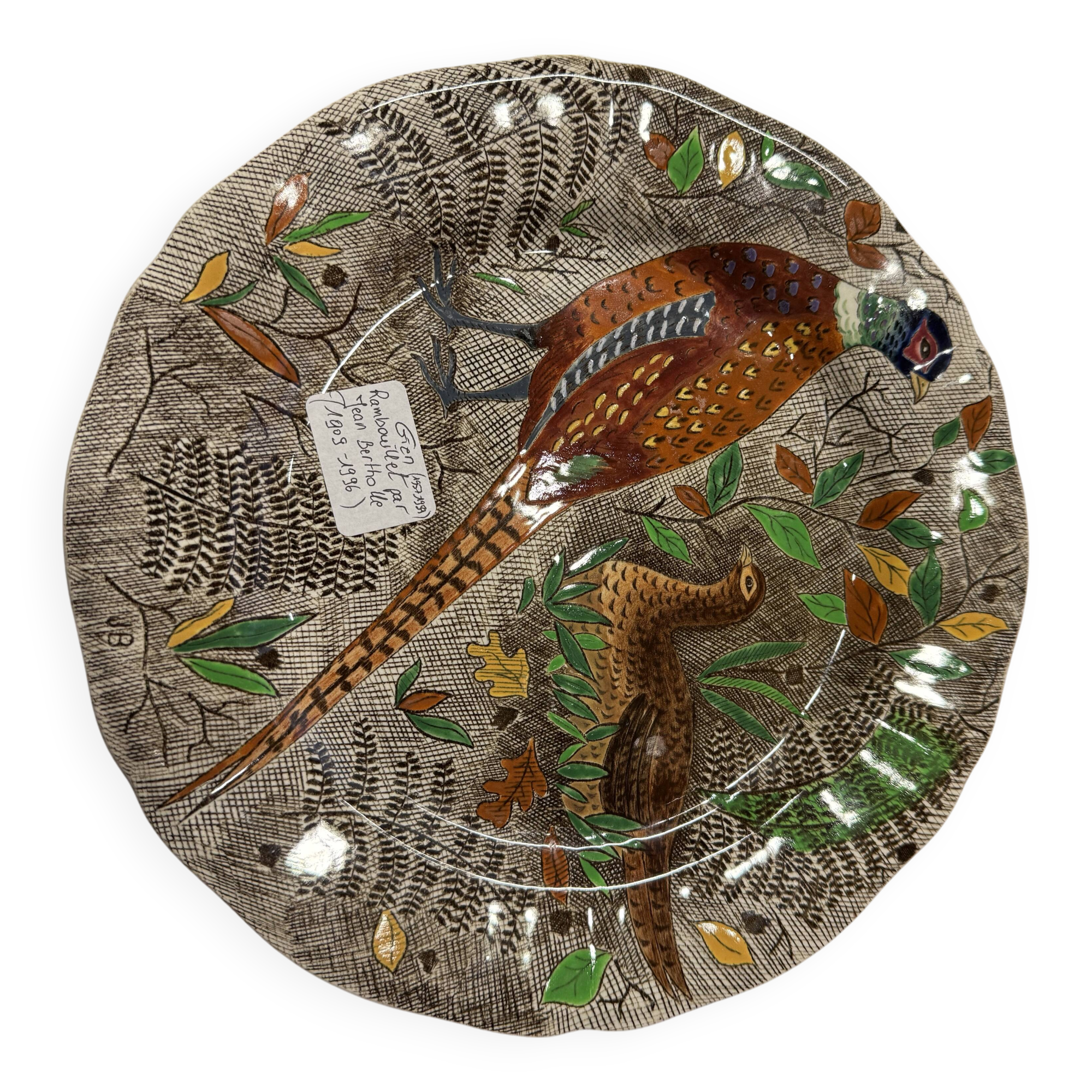 Pheasant flat plate - Gien - Rambouillet decor