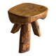 Tabouret tripode brutaliste bois Olivier design 50/60