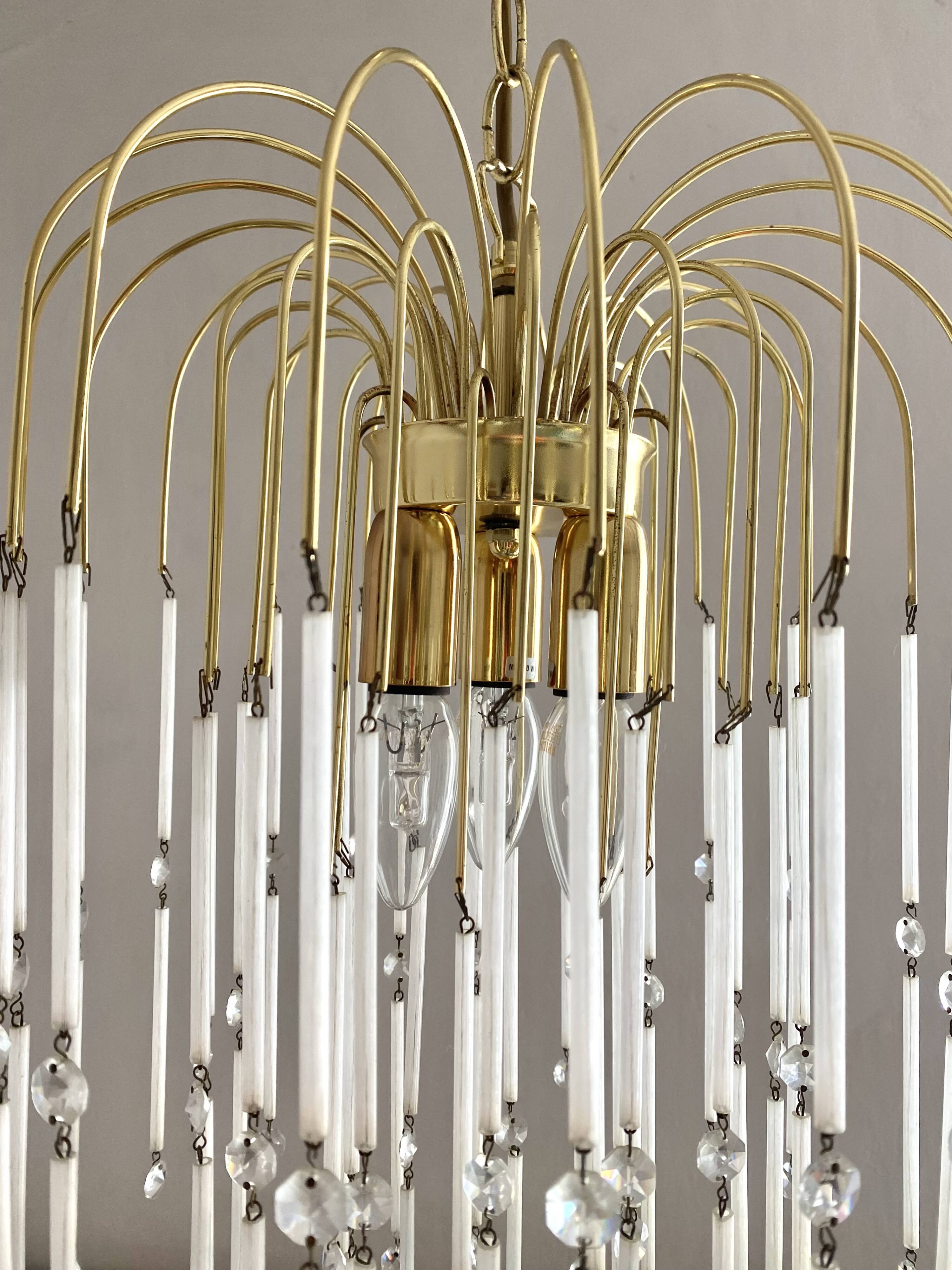 Italian waterfall chandelier, glass beads and tassels