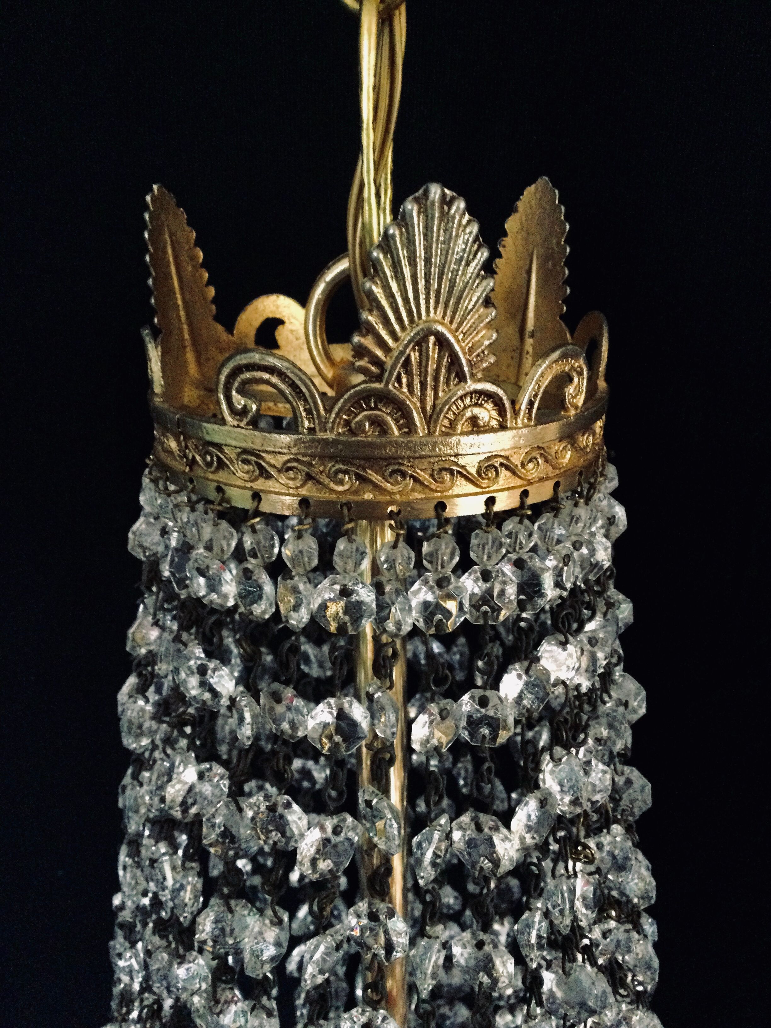 Bronze and crystal hot air balloon chandelier