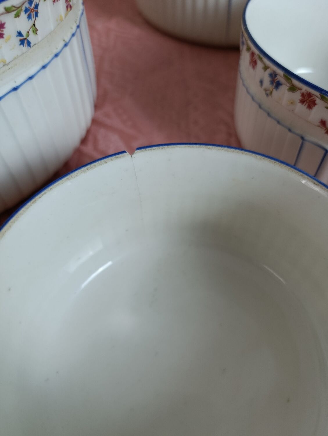 Nested porcelain salad bowls decorated