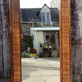 Mirror maugrion, bamboo and rattan, vintage, 80s