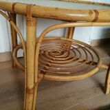 Table basse 2 niveaux en rotin