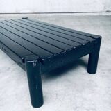 Brutalist black stained oak coffee table, Netherlands, 1960s